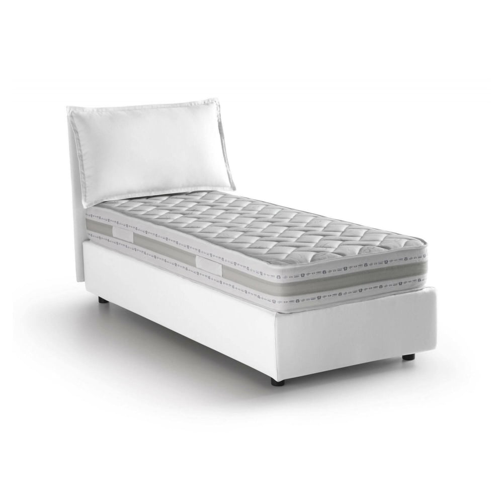 Lit simple en tissu crème
