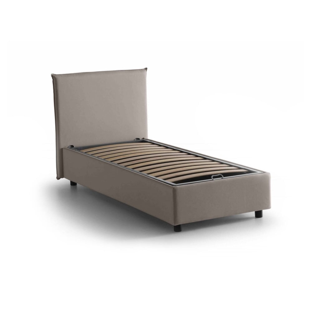 Lit simple en tissu gris