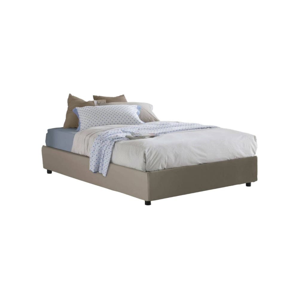 Lit double en similcuir gris tourterelle 160x200 cm