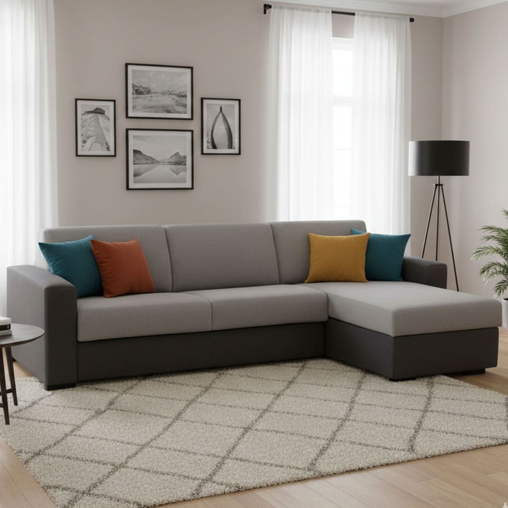 Canapé d'angle convertible en similcuir gris, anthracite 280x95h90 cm - Maisons du Monde