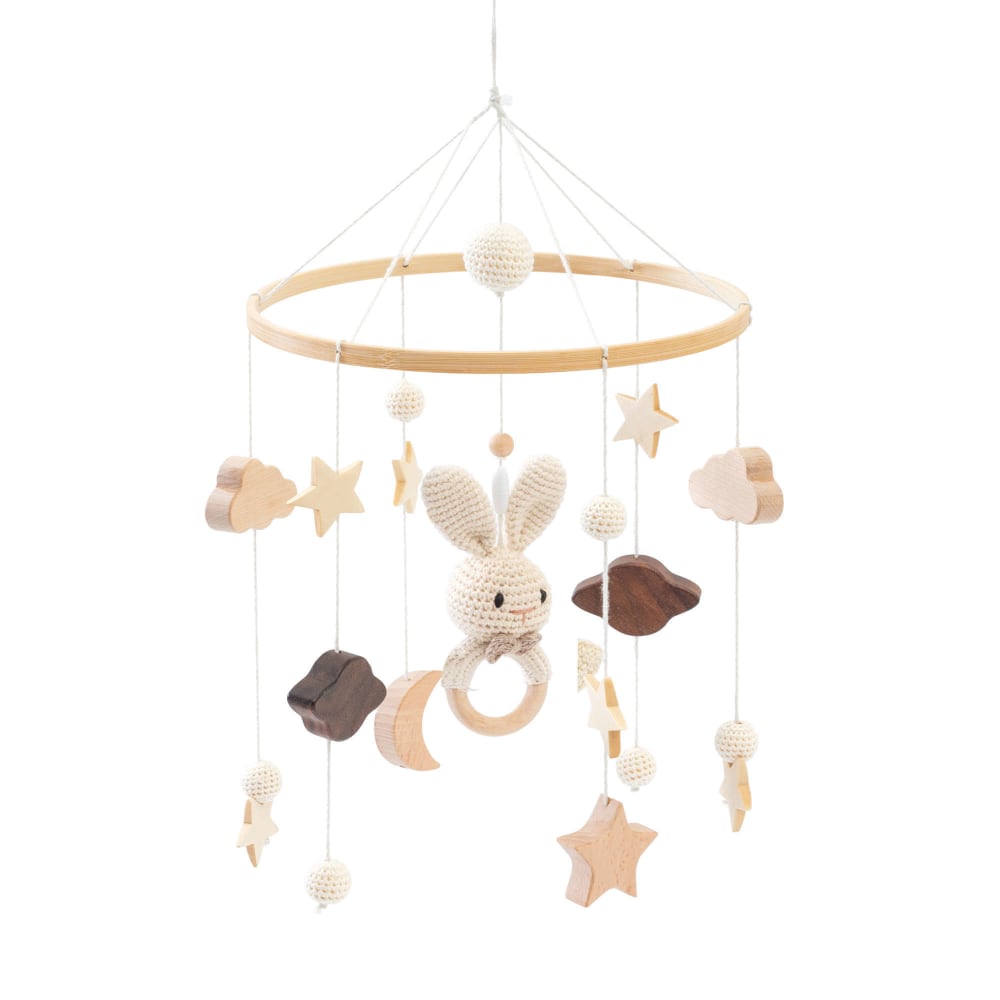 Support en bois avec mobile bébé pour lit bébé/berceau - image 3