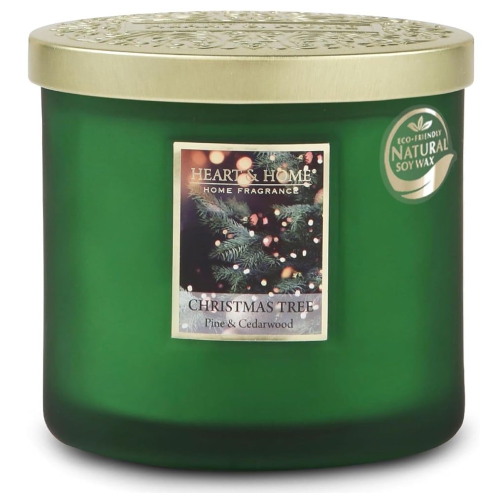 Heart and home Bougie 2 mèches ellipse Vert Cire