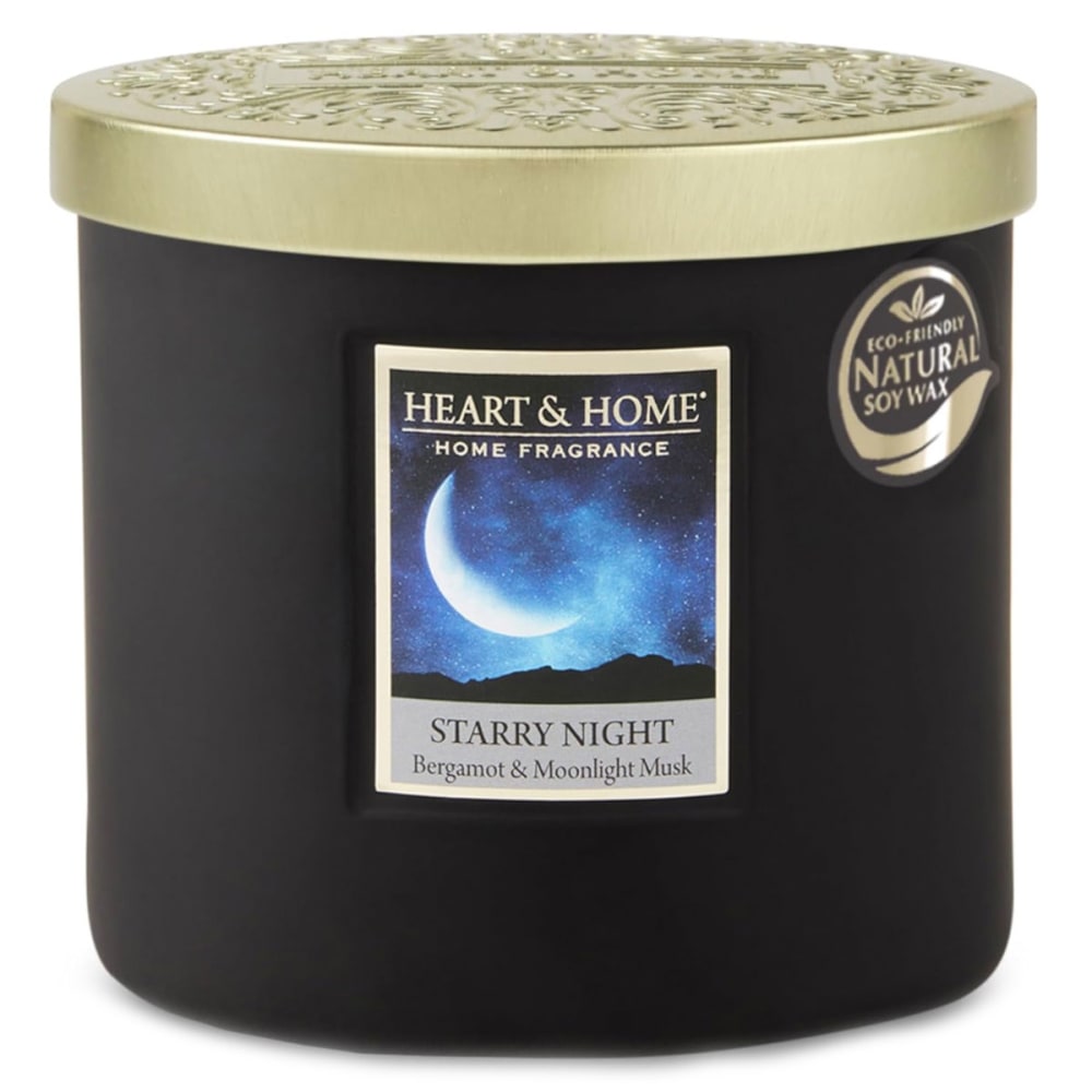 Heart and home Bougie 2 mèches éllipse Noir Cire