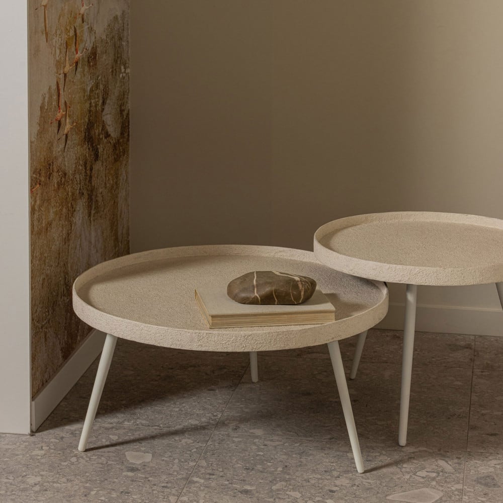 Table basse ronde en métal ø76cm - beige - Maisons du Monde