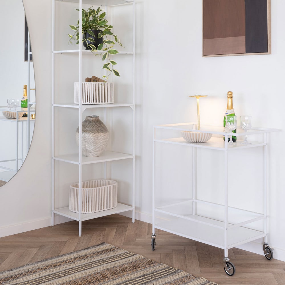 Desserte en métal blanc et bois - Blanc