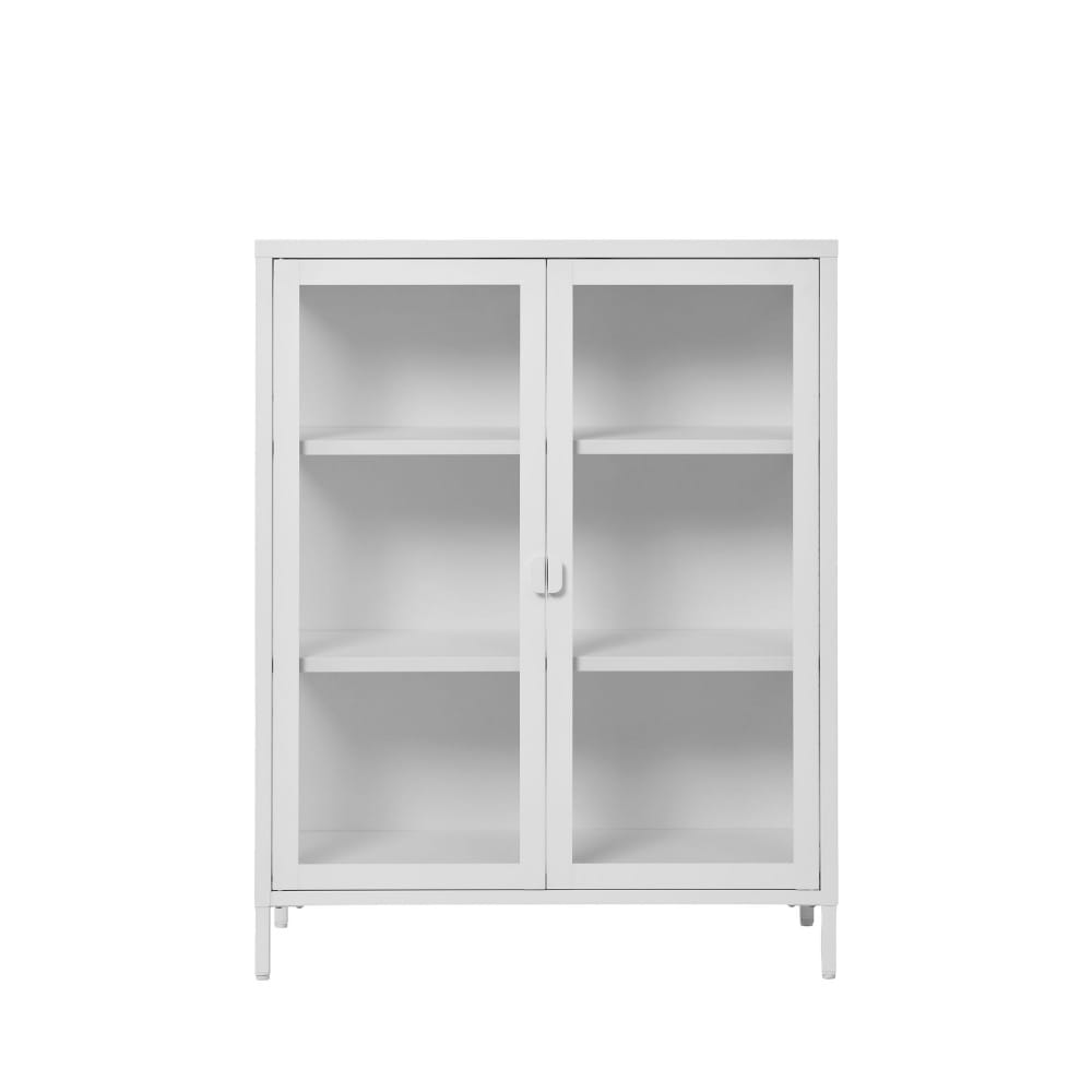 Vaisselier en verre et métal H101,5cm - Blanc