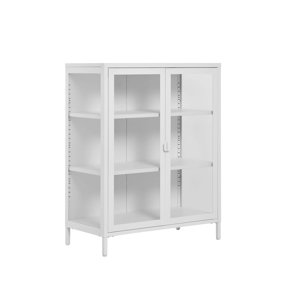 Vaisselier en verre et métal H101,5cm - Blanc