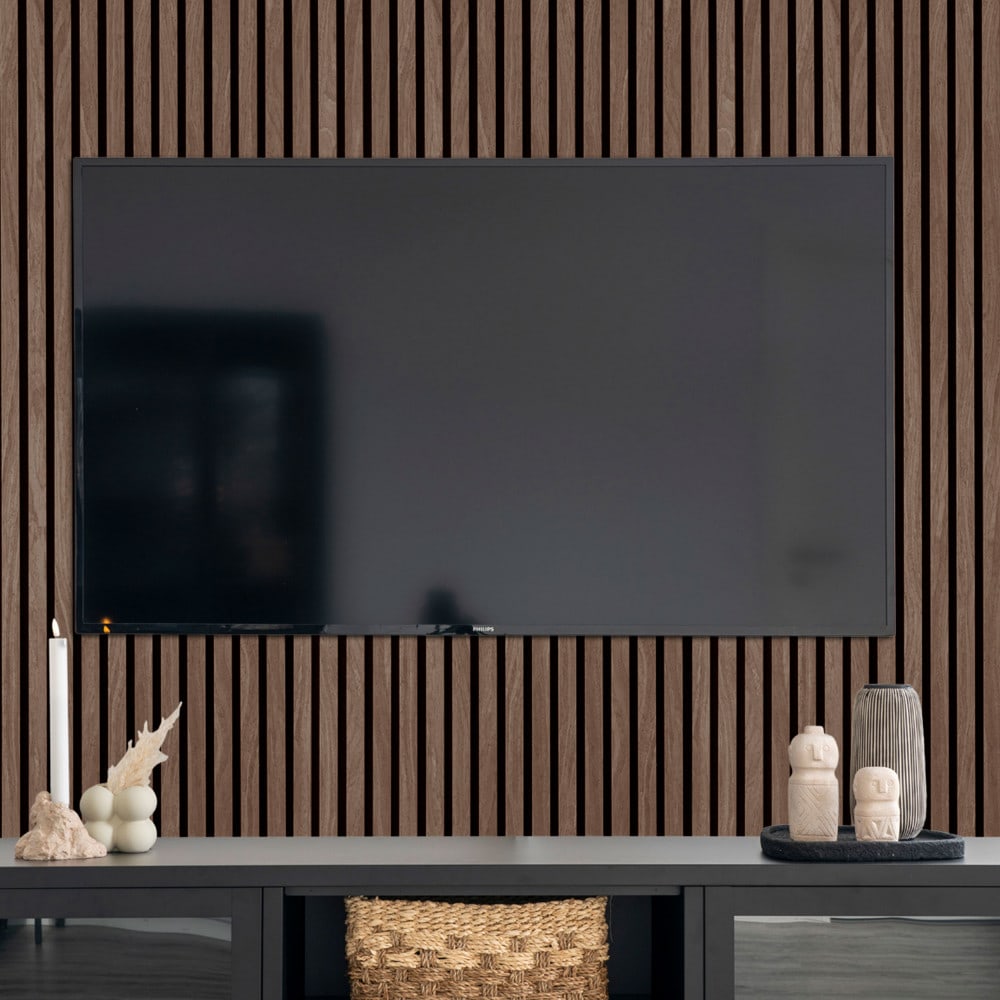 Lot de 2 panneaux en tasseaux de bois - Bois foncé