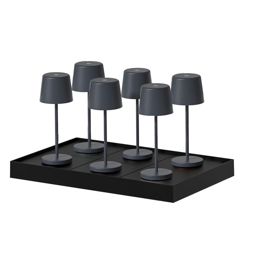 Lot de 6 lampes de table avec socle acier gris anthracite h22cm