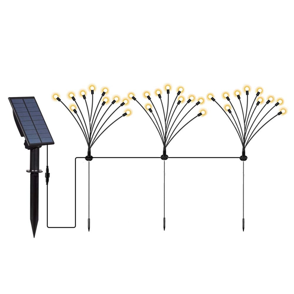 Lot de 3 torches solaires 30 boules Plastique Noir H70cm