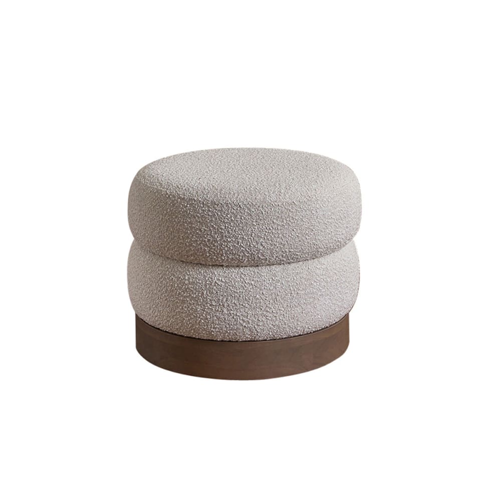 Pouf rond en mindi massif tissu bouclette 55 cm