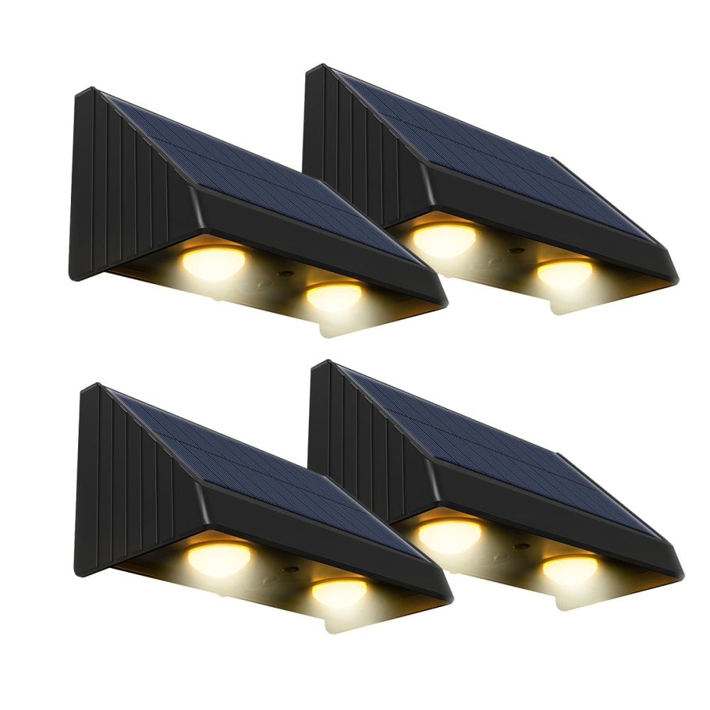 Lot de 4 lampes murales solaires Plastique Noir H6cm
