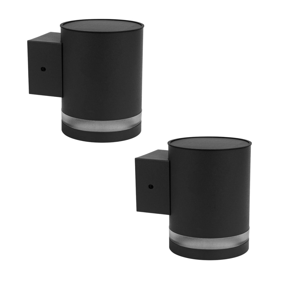 2 appliques murales solaires ABS Noir H11,5cm