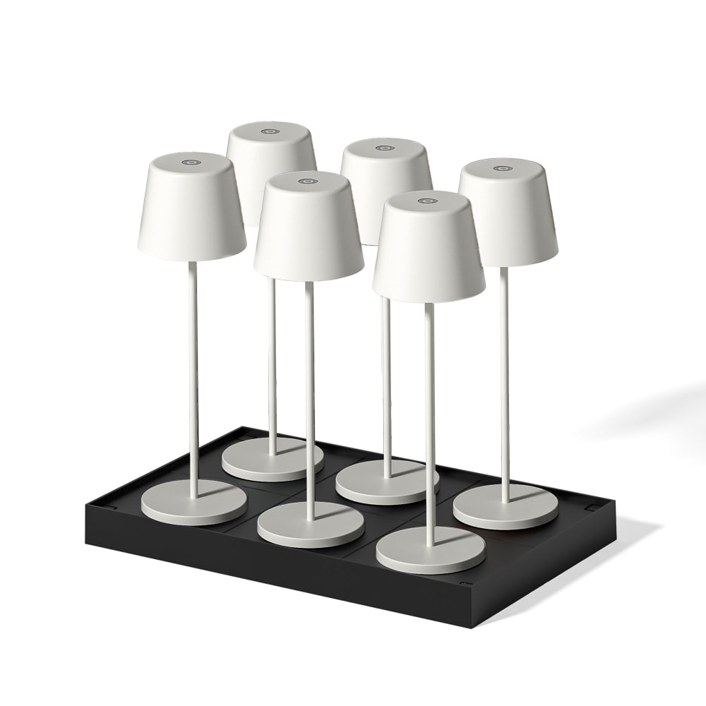 Lot de 6 lampes de table avec socle acier blanc h38cm