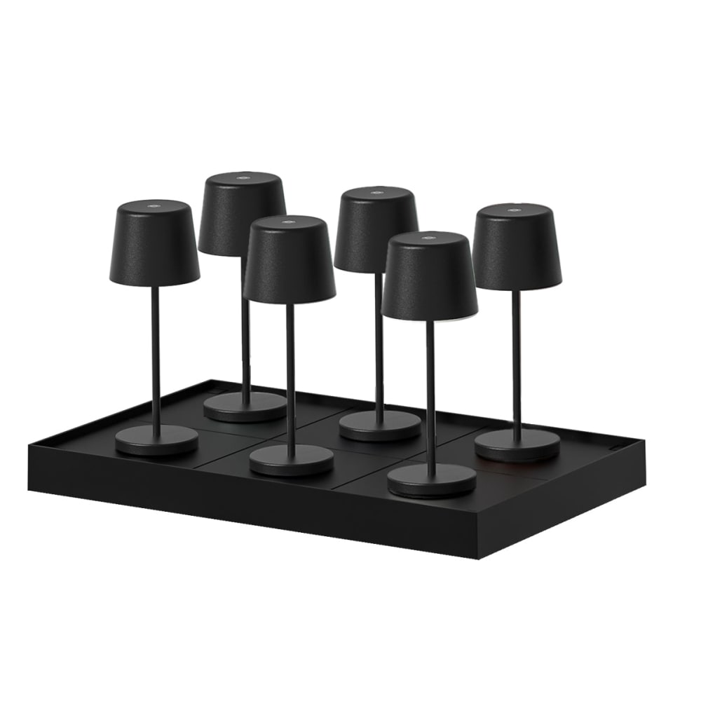 Lot de 6 lampes de table avec socle acier noir h22cm Lot de 6 lampes de table avec socle acier noir h22cm