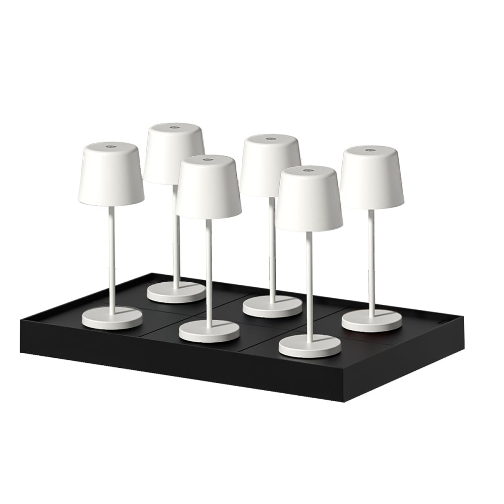 Lot de 6 lampes de table avec socle acier blanc h22cm
