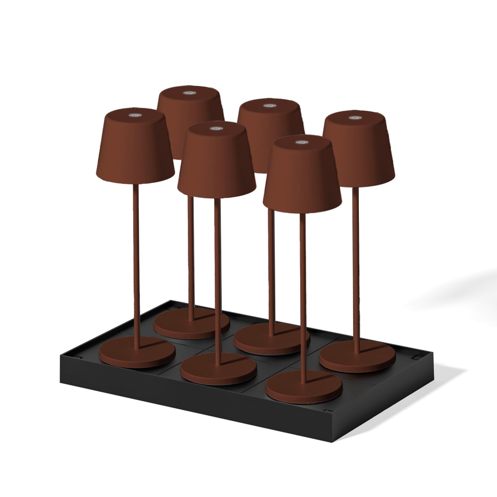 Lot de 6 lampes de table avec socle acier marron h38cm