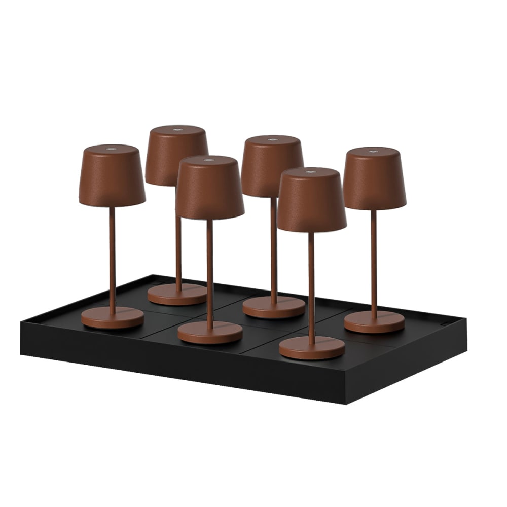 Lot de 6 lampes de table avec socle acier marron h22cm