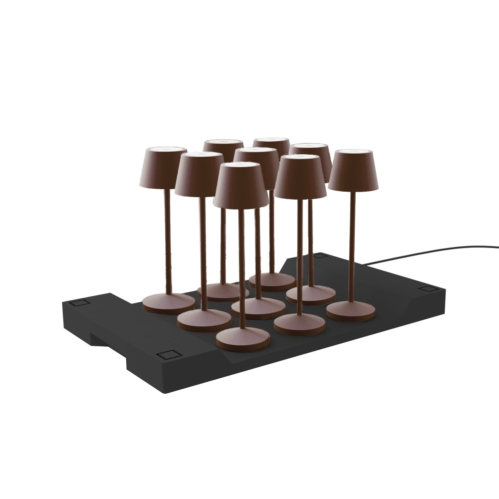 9 lampes avec plateau de chargement Aluminium Marron H25CM
