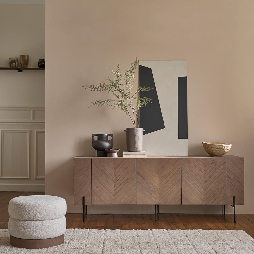 BERAH GETAH Buffet en mindi massif et pieds en métal 200 cm style contemporain Marron Bois - 200x75x46cm
