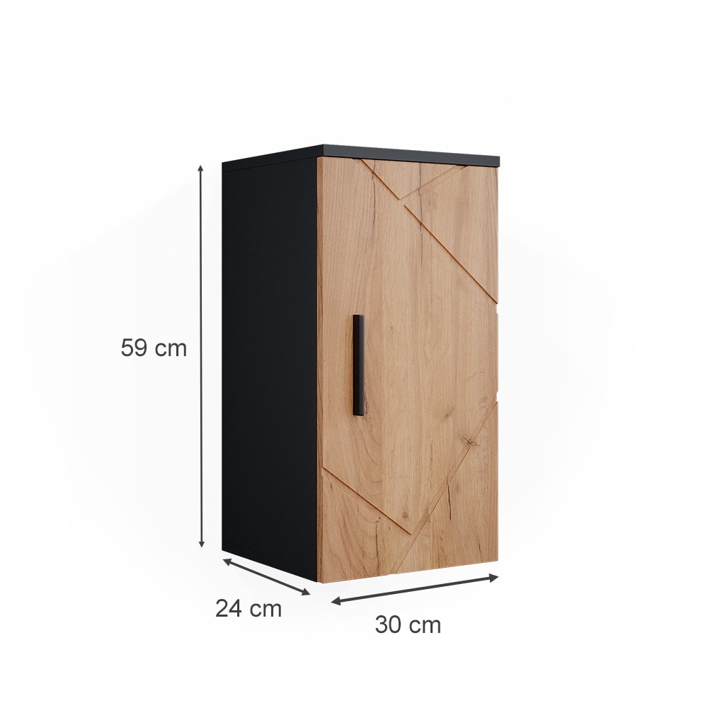 Badschrank, Goldkraft Eiche/Anthrazit 30 x 59cm - Maisons Du