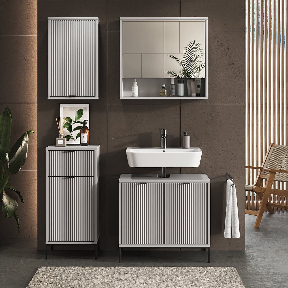 Badezimmer mit 2 Regalböden Grau 40x65cm - Maisons Du Monde