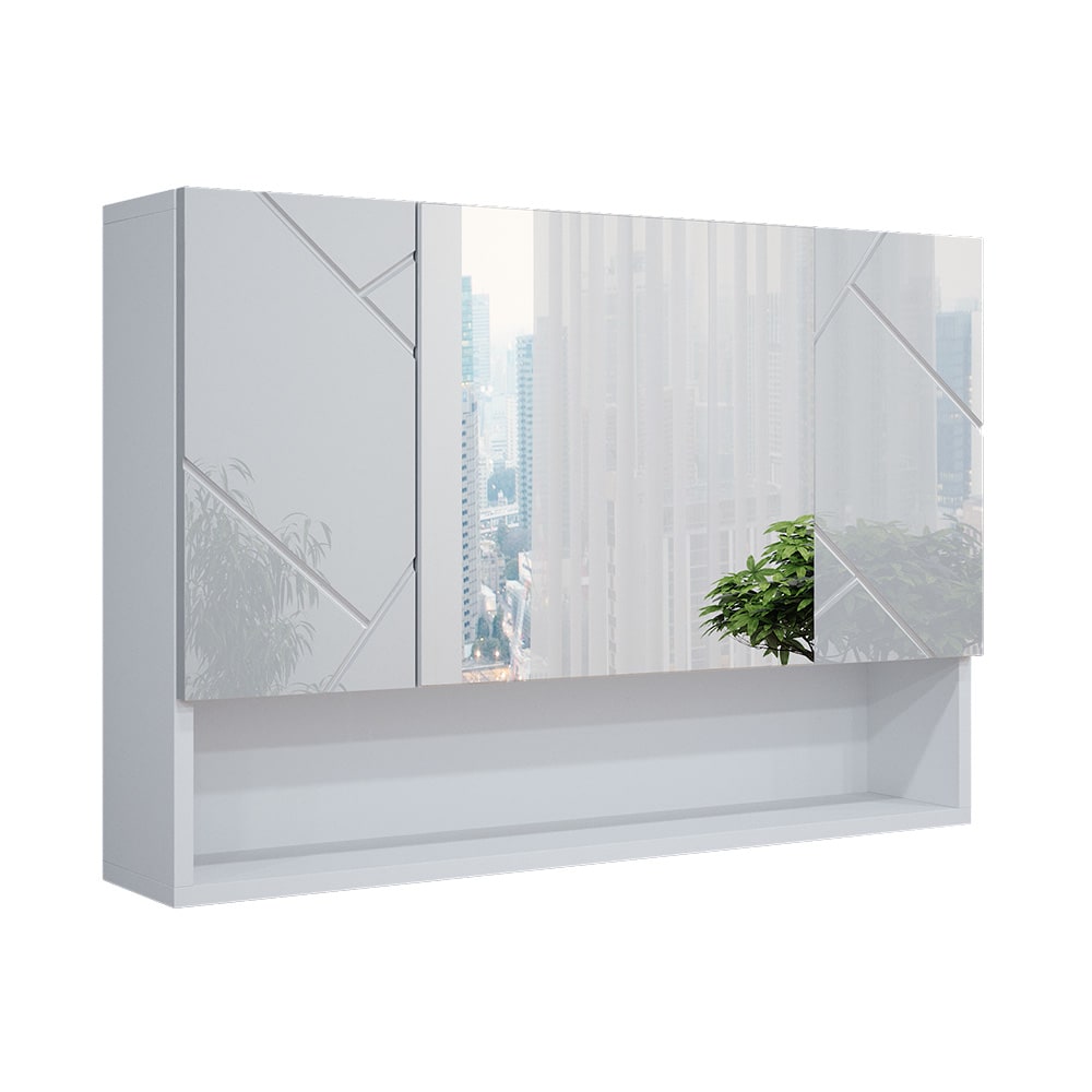 Vicco Badspiegelschrank, Weiß Hochglanz 80.1 x 55cm style modern Weiß Spanplatte