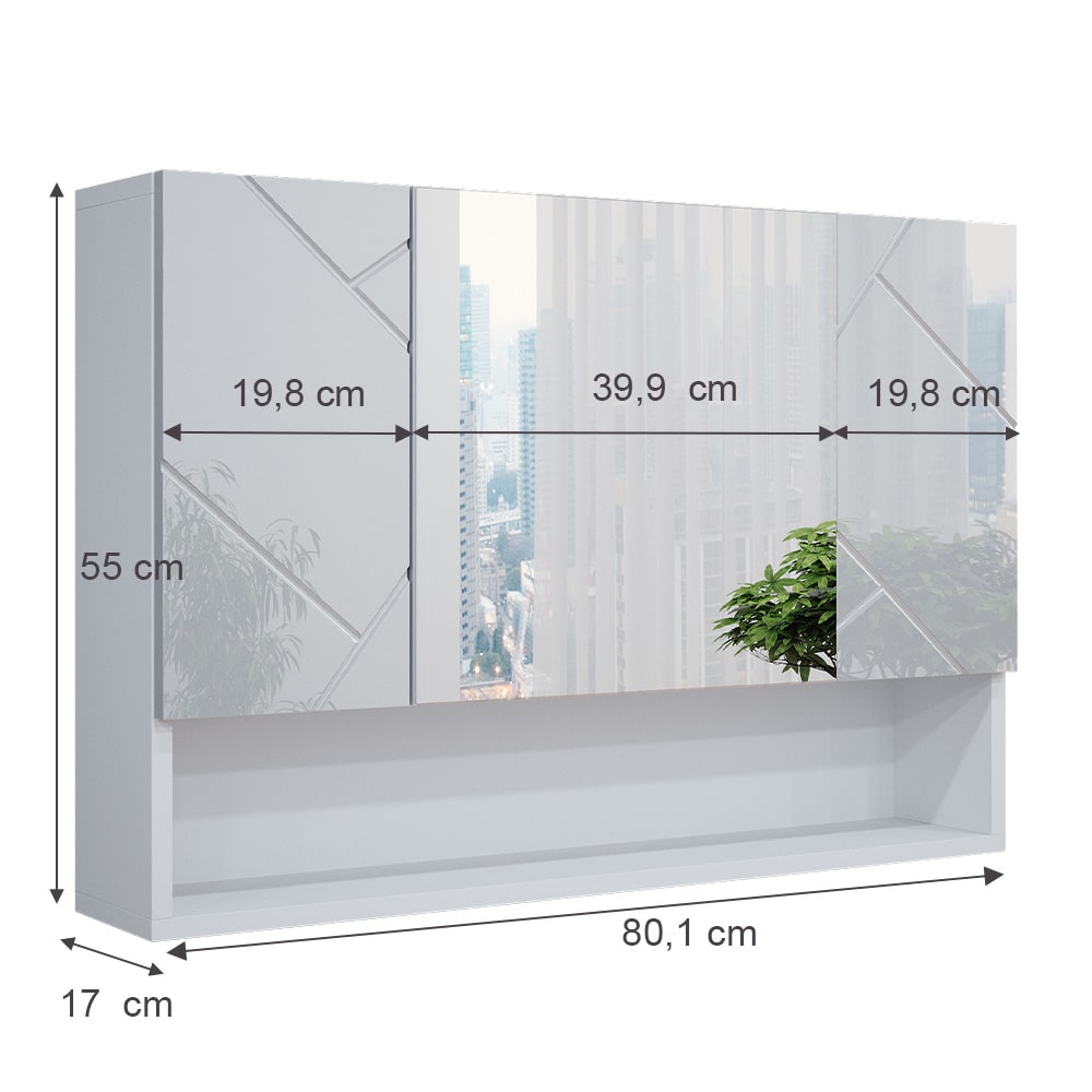 Badspiegelschrank, Weiß Hochglanz 80.1 x 55cm - Maisons Du Monde