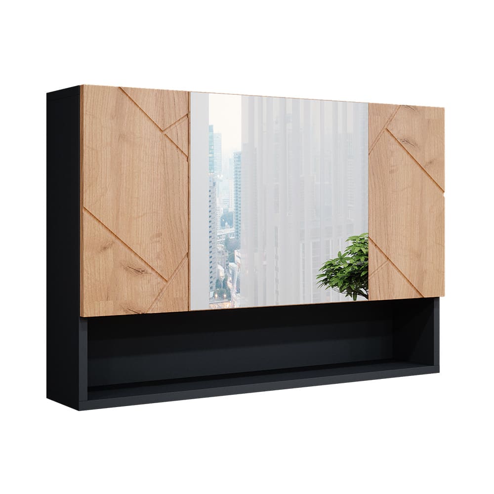 Vicco Badspiegelschrank, Anthrazit 80.1 x 55cm style modern Braun Spanplatte