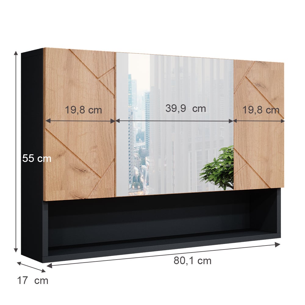 Badspiegelschrank, Anthrazit 80.1 x 55cm - Maisons Du Monde