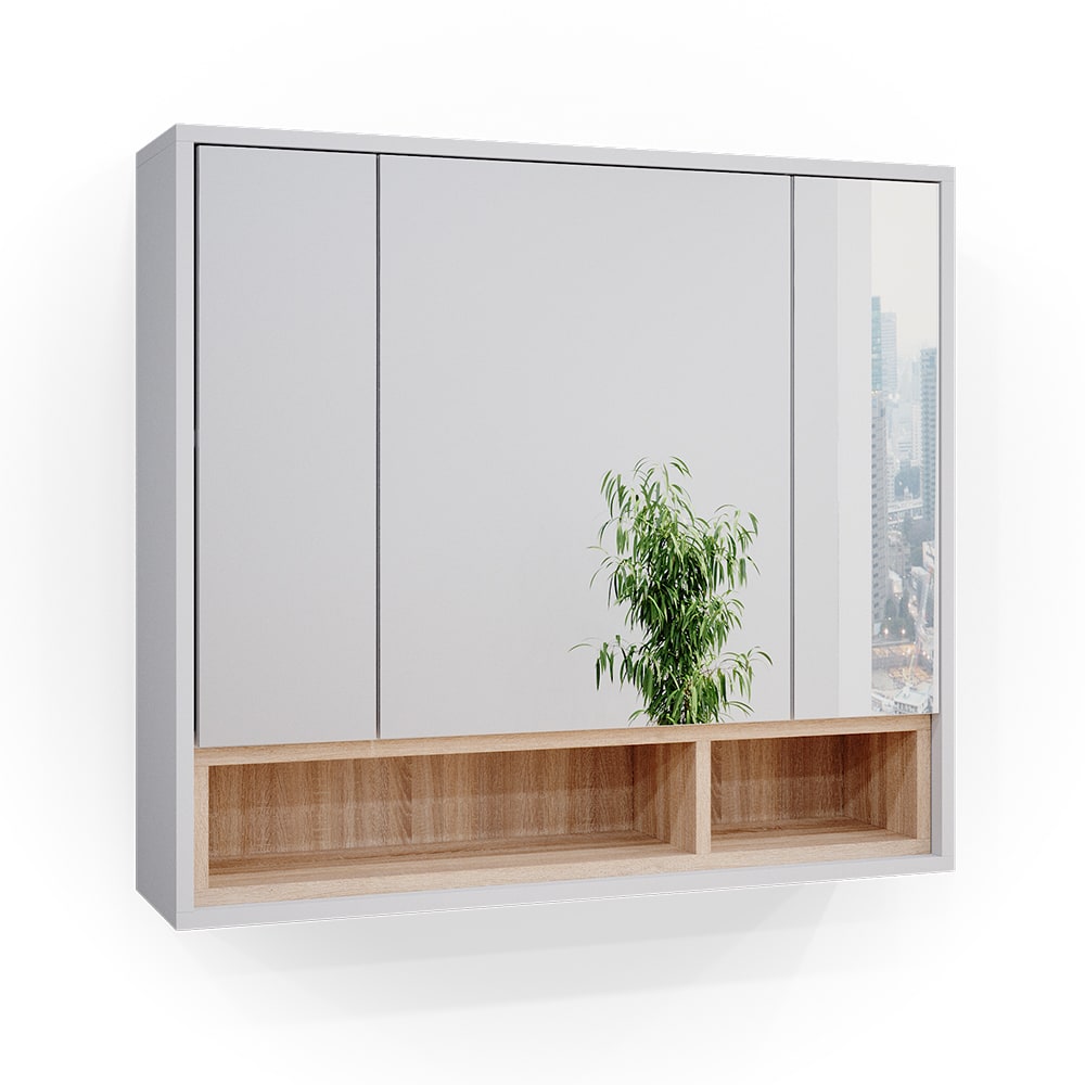 Vicco Badspiegelschrank, Weiß 80 x 72cm style modern Weiß Spanplatte