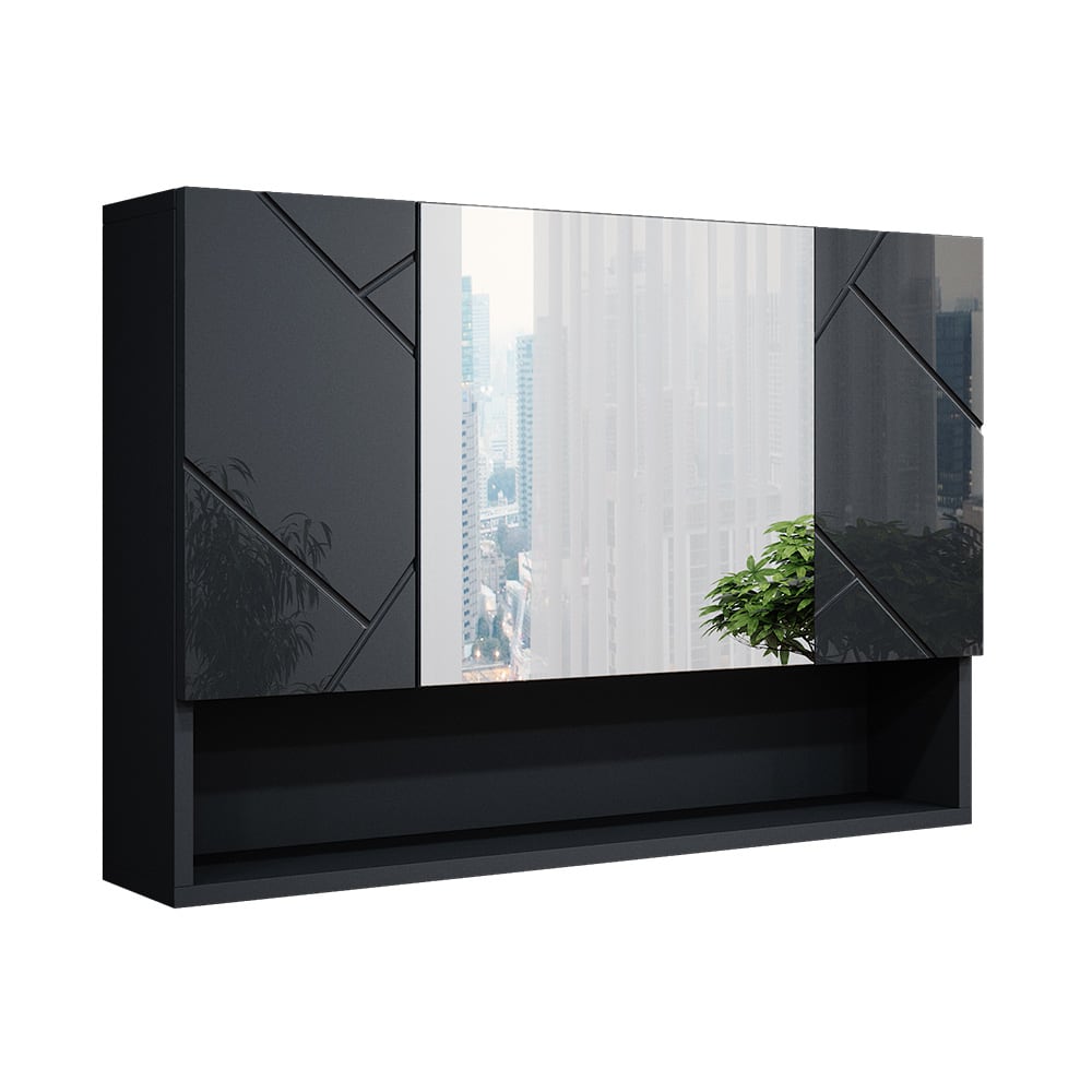 Armoire de toilette 80.1x55cm, Anthracite Haute brillance