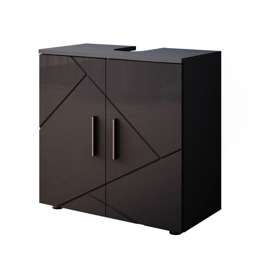 Meuble sous vasque simple 60x59cm, Anthracite Haute brillance