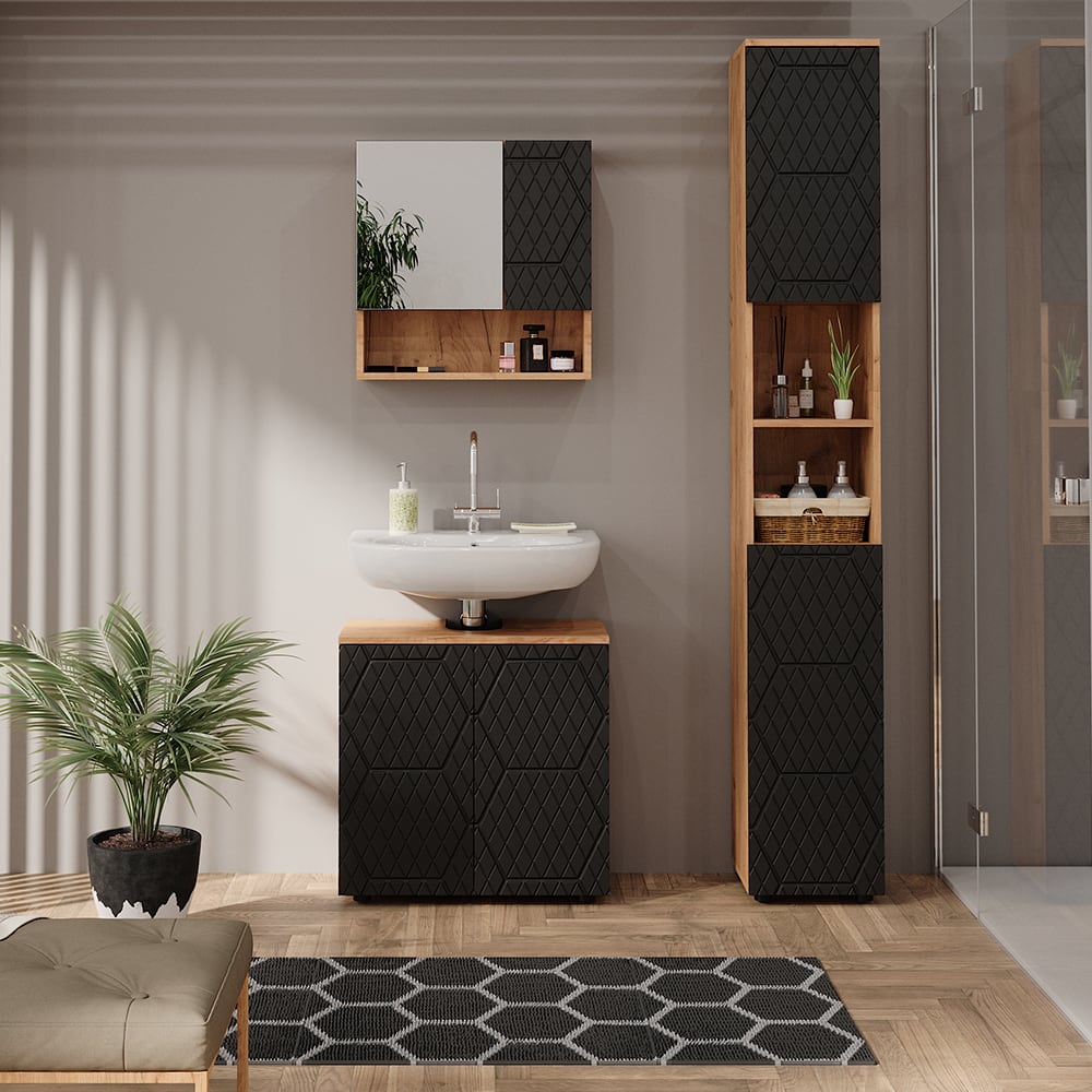 Meuble sous vasque Anthracite structure nid dabeille 60x59cm