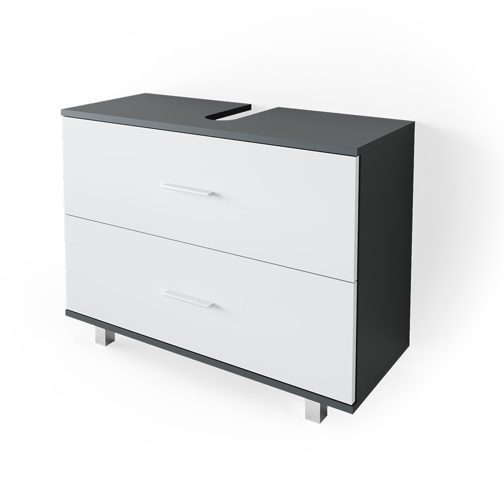 Meuble sous vasque simple 80x60.8cm, Anthracite/blanc