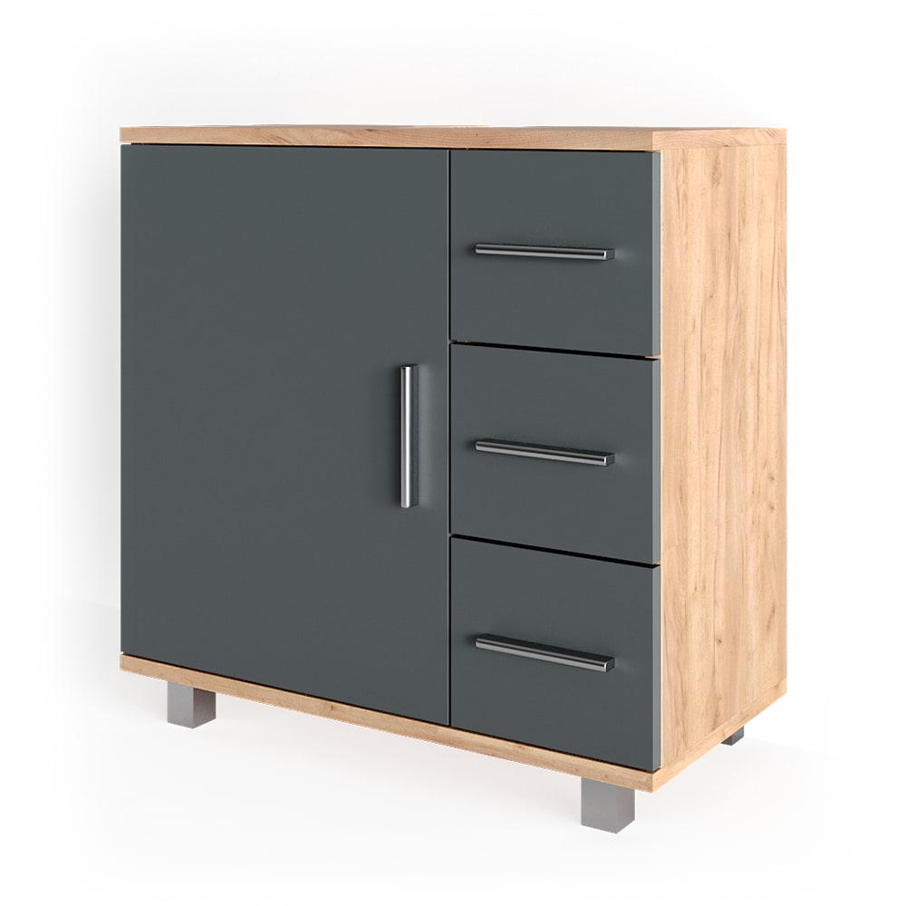 Meuble sous vasque simple 60x60cm, Chêne de force doré