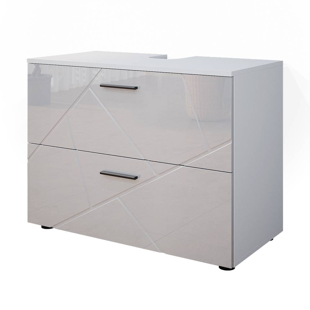 Meuble sous vasque simple 80x58.6cm, Blanc Haute brillance