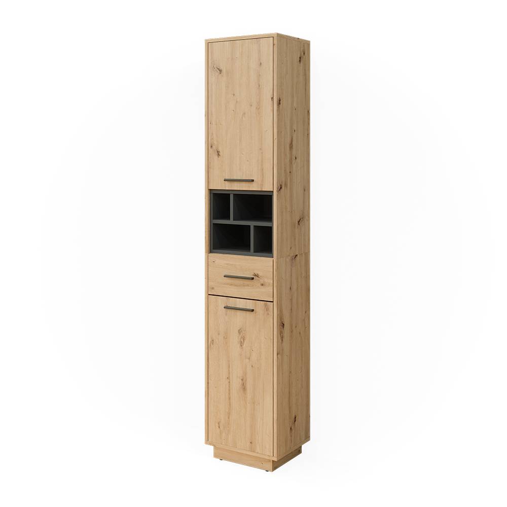 Vicco Badschrank mit Türen, Schublade Artisan Eiche/Anthrazit 38x190cm style modern Braun Spanplatte