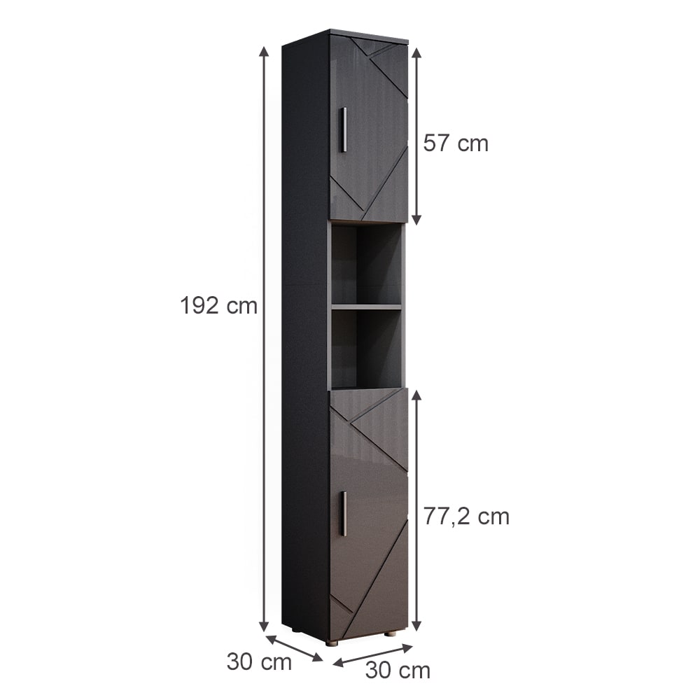 Badschrank, Anthrazit Hochglanz 30 x 192cm - Maisons Du Monde