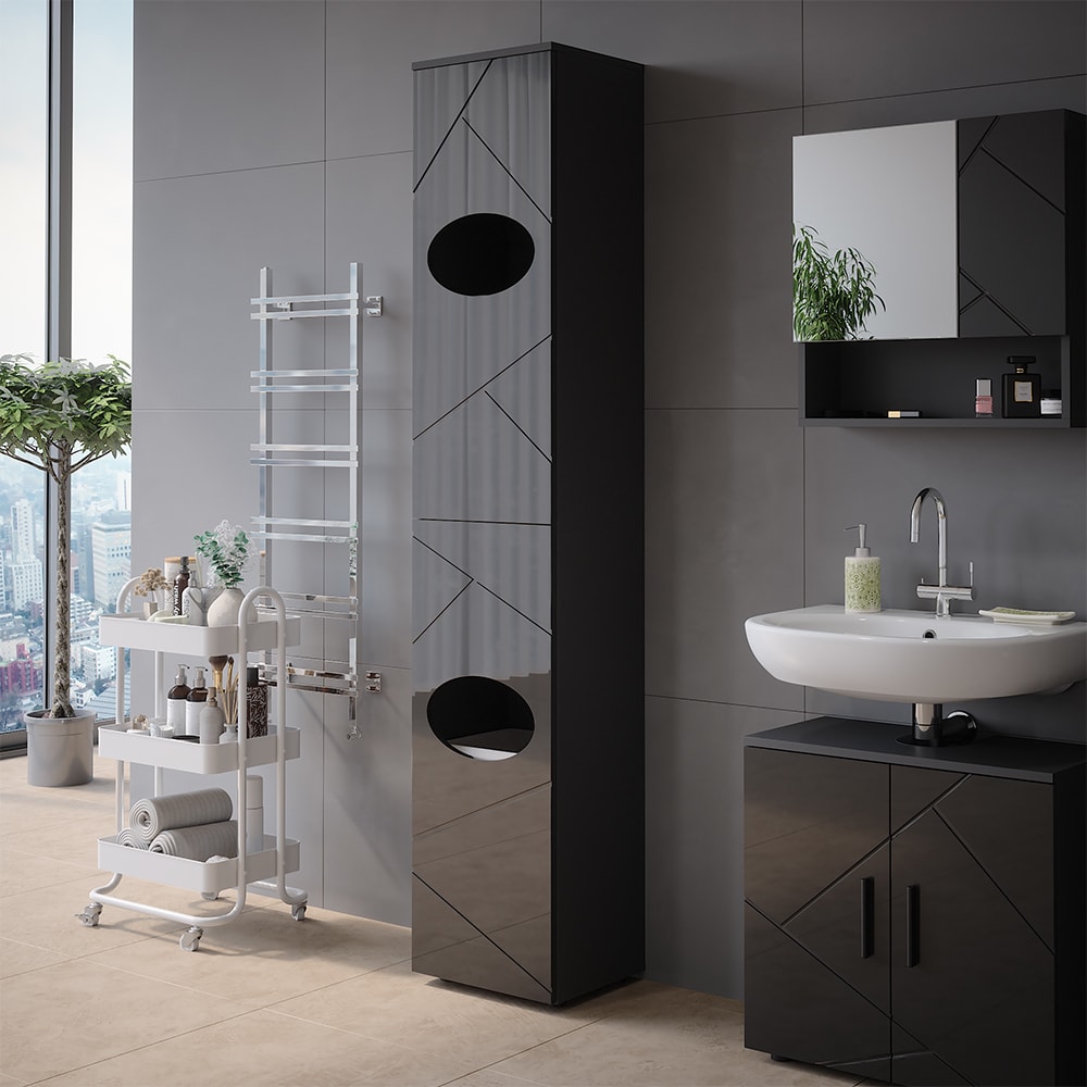 Wäscheschrank, Anthrazit 37.2 x 192 cm - Maisons Du Monde