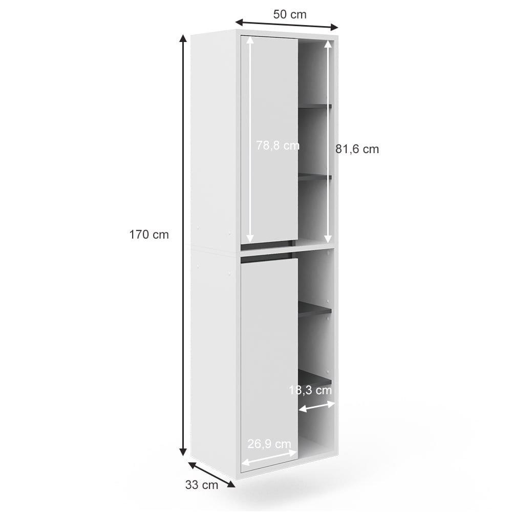 Badschrank, Weiß 50 x 170cm - Maisons Du Monde