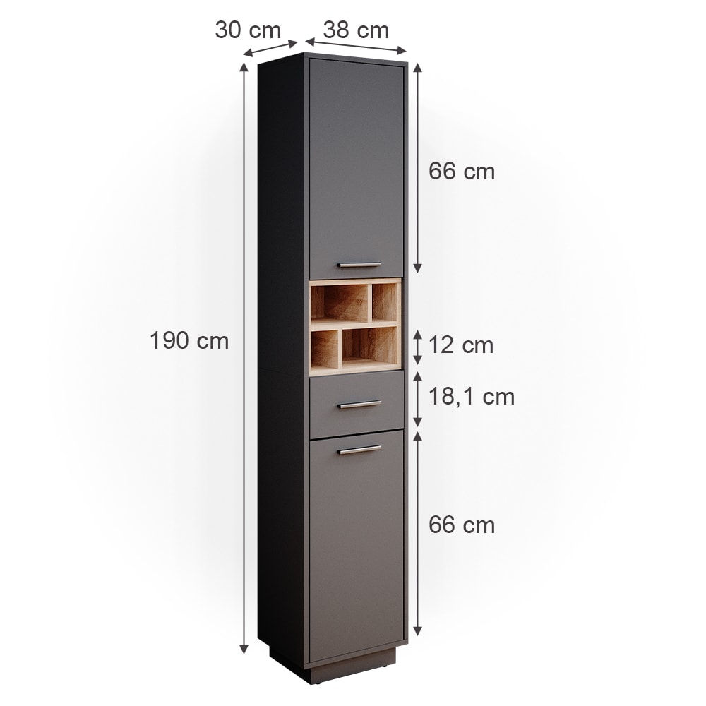 Badschrank, Anthrazit 38 x 190cm - Maisons Du Monde