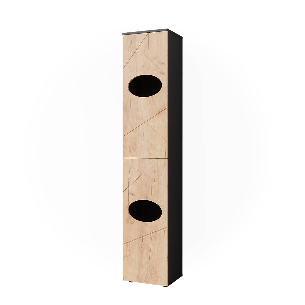 Vicco Wäscheschrank Anthrazit/Goldkraft Eiche 37.2x192cm style modern Schwarz Spanplatte