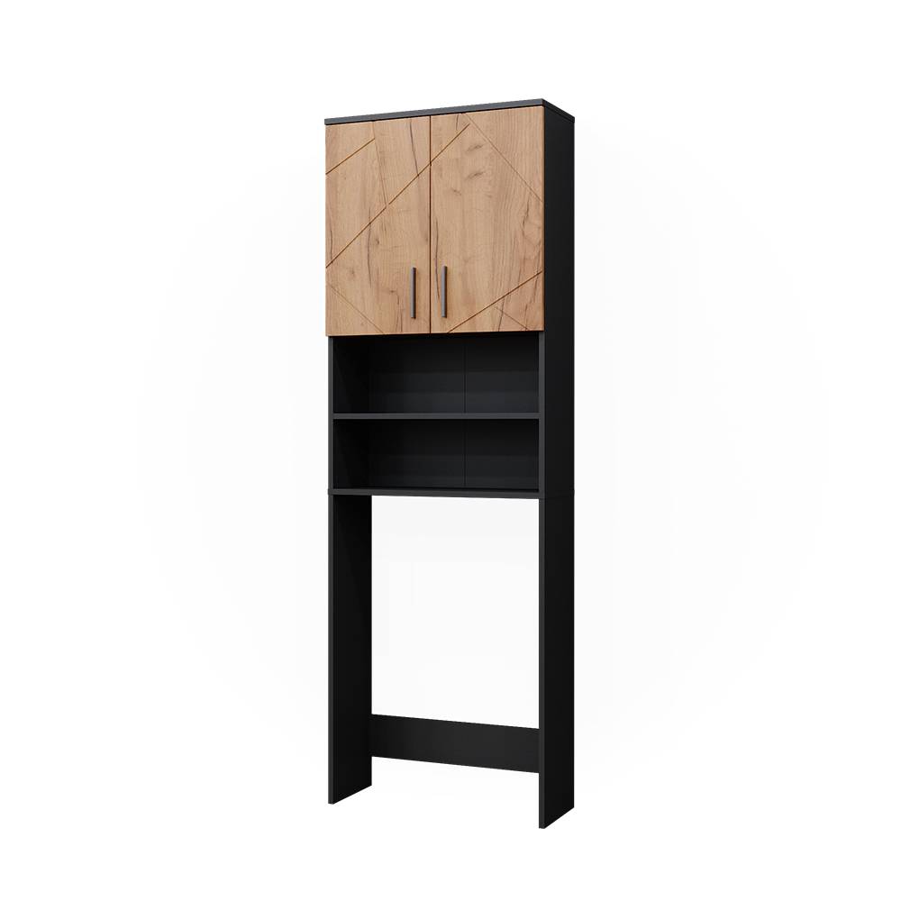 Vicco Waschmaschinenschrank, Anthrazit/Goldkraft Eiche 64 x 190.5cm style modern Braun Spanplatte