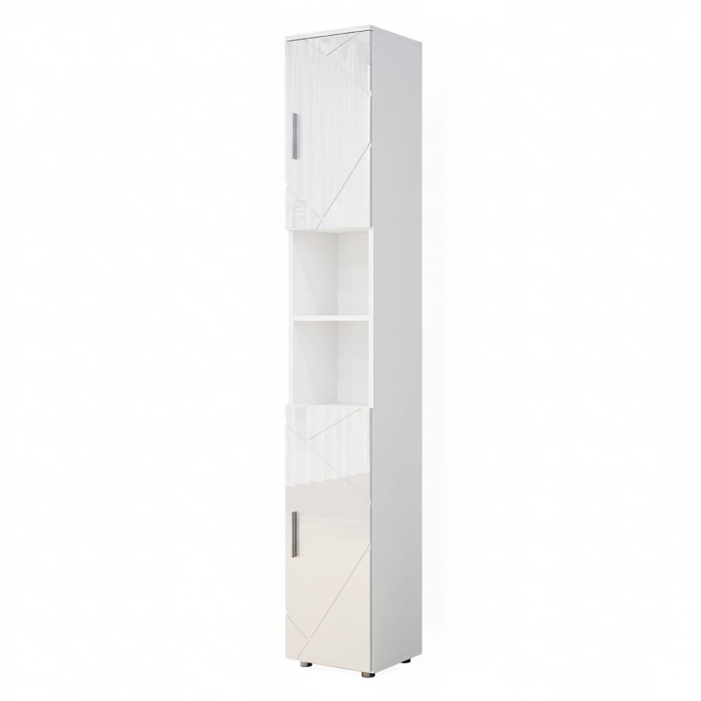 Vicco Badschrank, Weiß Hochglanz 30 x 192cm style modern Weiß Spanplatte