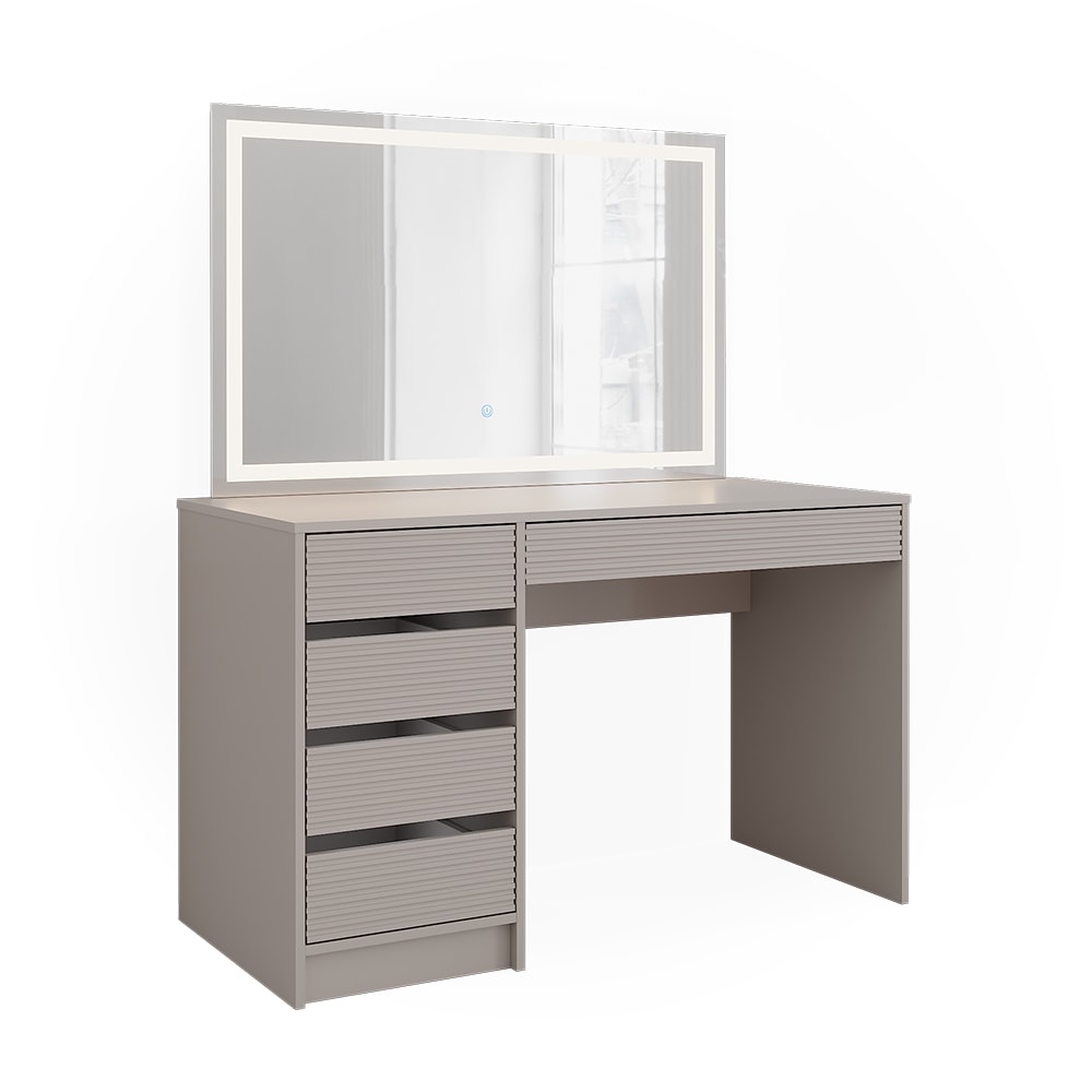 Vicco Schminktisch mit LED-Spiegel, Cashmere 120 x 75 cm style modern Beige Spanplatte
