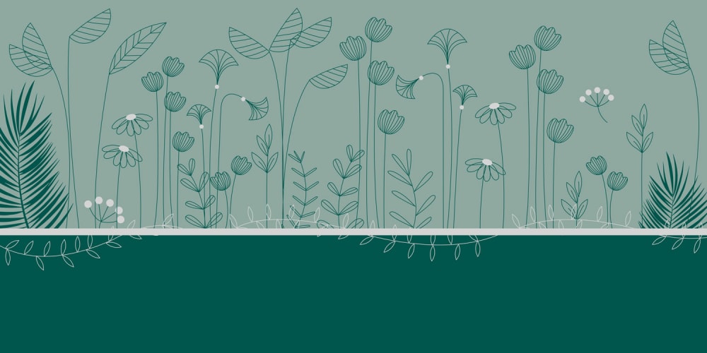 Panorama-Vliestapete Kletterblumen, Grün 300 x 250cm - Maisons Du
