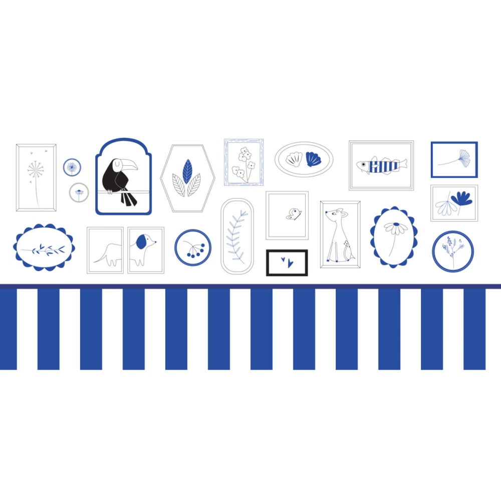 Papier peint enfant petits explorateurs, bleu 150 x 250cm - Maisons du Monde