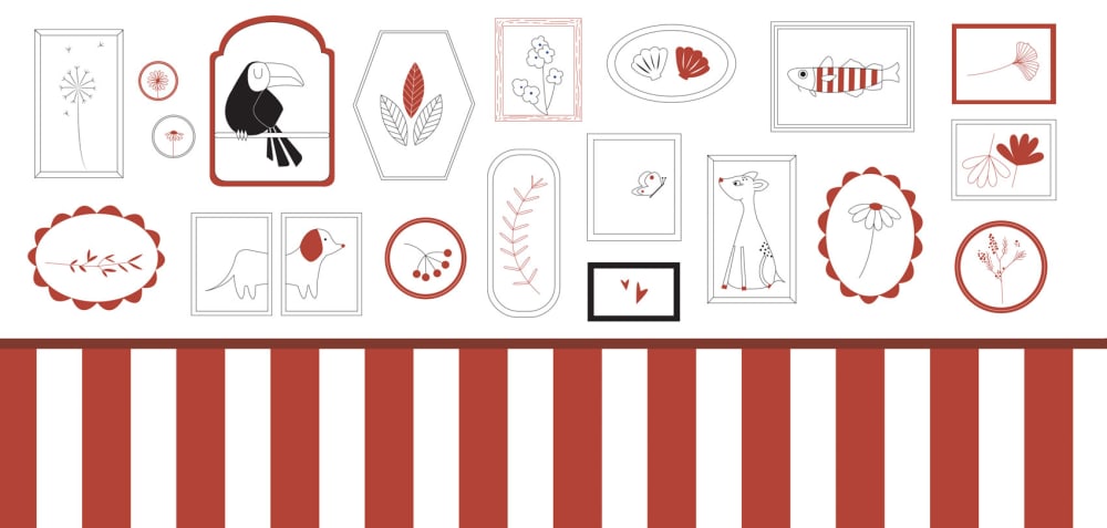 Papier peint  enfant petits explorateurs, rouge 450 x 250cm - Maisons du Monde