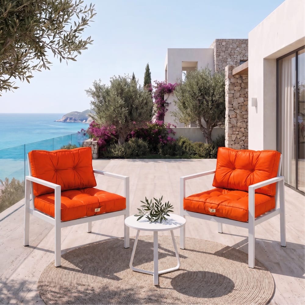 Coussins pour salon de jardin capitonné 50x50cm orange - Maisons du Monde